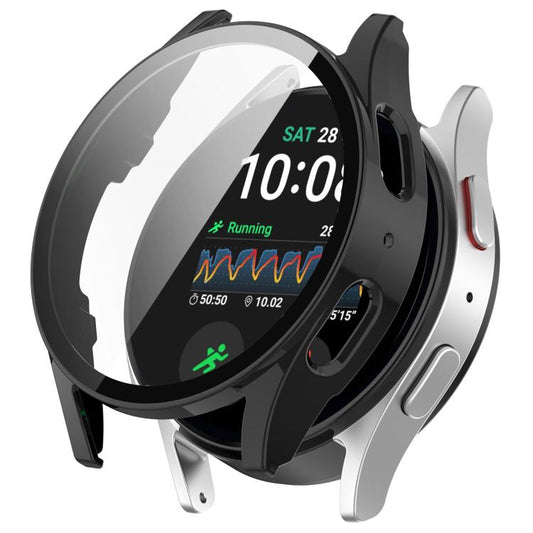 For Samsung Galaxy Watch 7 40mm Tempered Film Integrated Waterproof PC Watch Protective Cover(Black) - Watch Cases by buy2fix | Online Shopping UK | buy2fix
