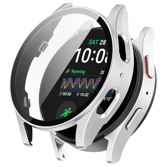 For Samsung Galaxy Watch 7 40mm Tempered Film Integrated Waterproof PC Watch Protective Cover(Silver) - Watch Cases by buy2fix | Online Shopping UK | buy2fix