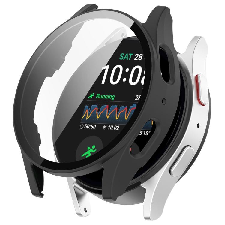 For Samsung Galaxy Watch 7 40mm Tempered Film Integrated Waterproof PC Watch Protective Cover(Matte Black) - Watch Cases by buy2fix | Online Shopping UK | buy2fix
