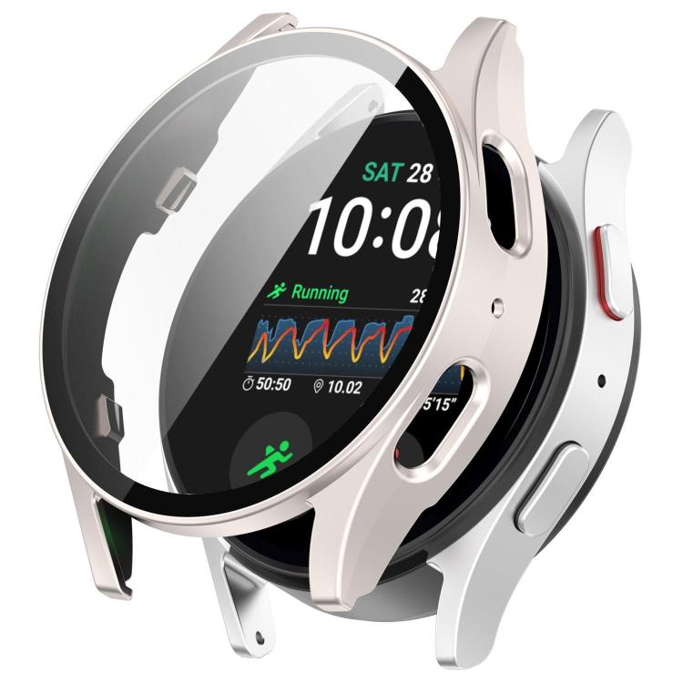 For Samsung Galaxy Watch 7 40mm Tempered Film Integrated Waterproof PC Watch Protective Cover(Starlight) - Watch Cases by buy2fix | Online Shopping UK | buy2fix