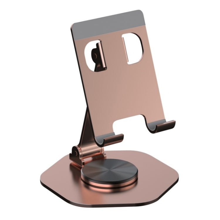 YY-020 360 Degree Rotation Folding Aluminum Alloy Tablet Phone Bracket(Rose Gold) - Desktop Holder by buy2fix | Online Shopping UK | buy2fix
