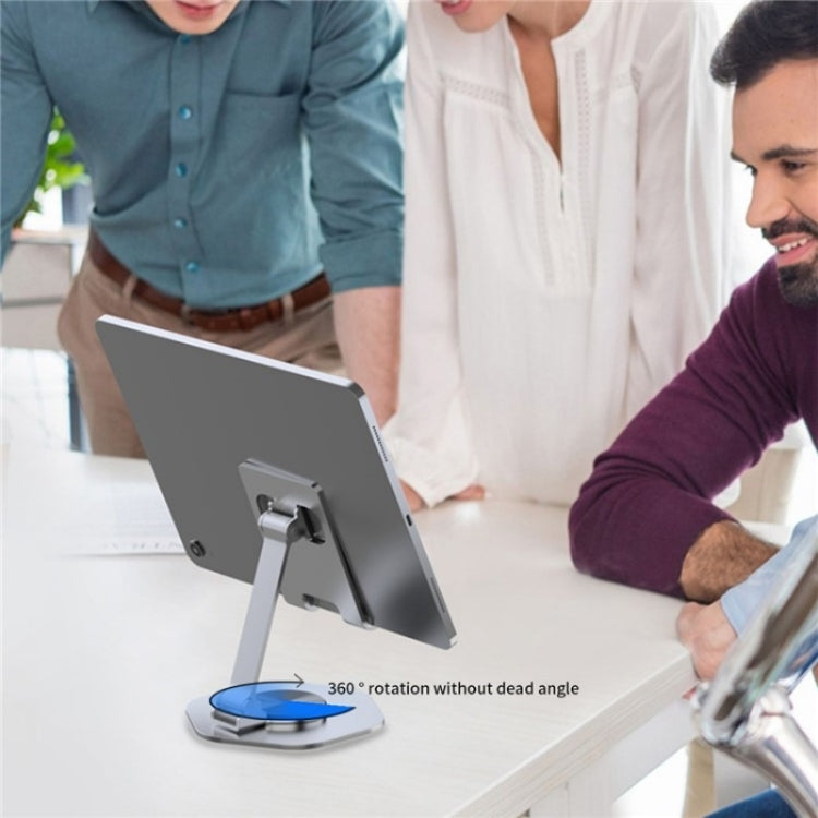 YY-020 360 Degree Rotation Folding Aluminum Alloy Tablet Phone Bracket(Grey) - Desktop Holder by buy2fix | Online Shopping UK | buy2fix