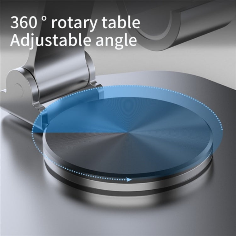 YY-020 360 Degree Rotation Folding Aluminum Alloy Tablet Phone Bracket(Black) - Desktop Holder by buy2fix | Online Shopping UK | buy2fix