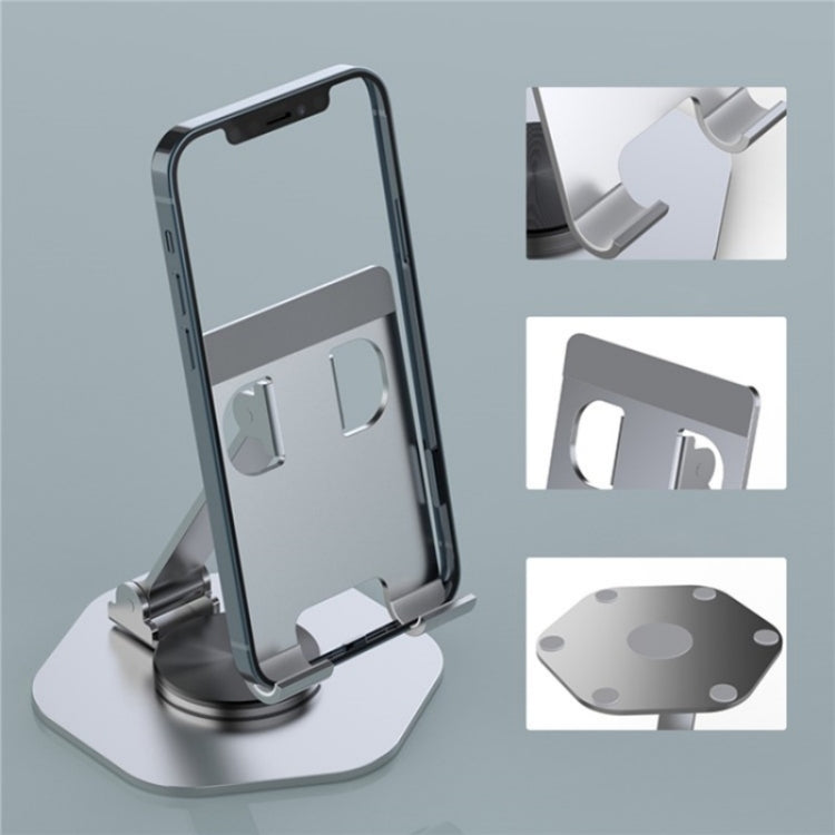 YY-020 360 Degree Rotation Folding Aluminum Alloy Tablet Phone Bracket(Black) - Desktop Holder by buy2fix | Online Shopping UK | buy2fix