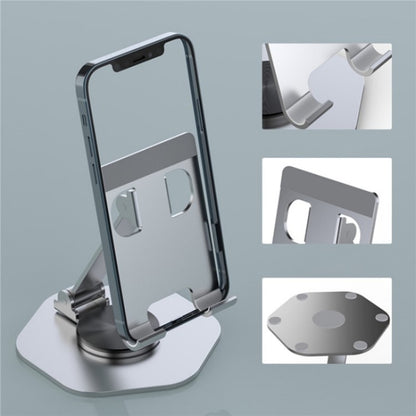 YY-020 360 Degree Rotation Folding Aluminum Alloy Tablet Phone Bracket(Black) - Desktop Holder by buy2fix | Online Shopping UK | buy2fix