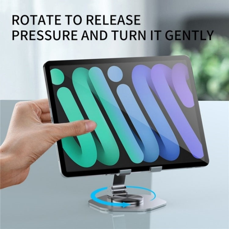 YY-020 360 Degree Rotation Folding Aluminum Alloy Tablet Phone Bracket(Silver) - Desktop Holder by buy2fix | Online Shopping UK | buy2fix