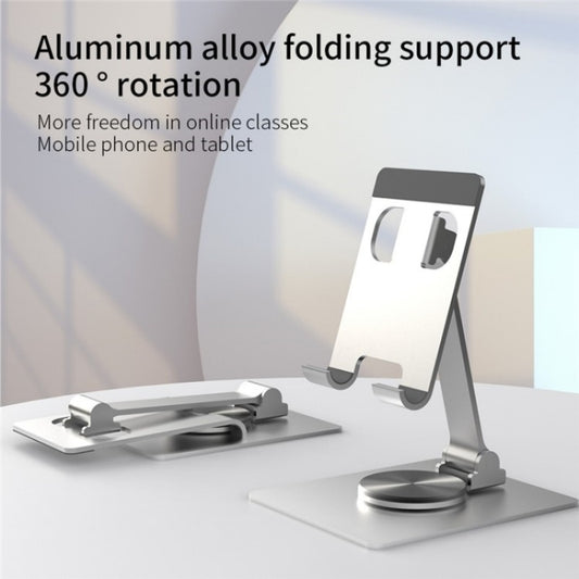 YY-022 360 Degree Rotation Aluminum Alloy Desktop Phone Tablet Holder(Silver) - Desktop Holder by buy2fix | Online Shopping UK | buy2fix