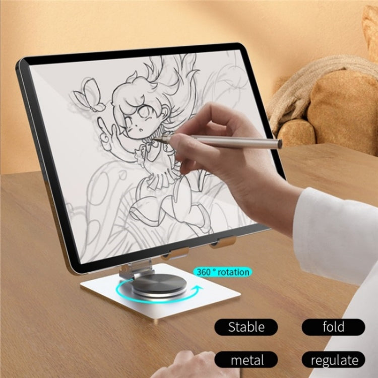 YY-022 360 Degree Rotation Aluminum Alloy Desktop Phone Tablet Holder(Black) - Desktop Holder by buy2fix | Online Shopping UK | buy2fix