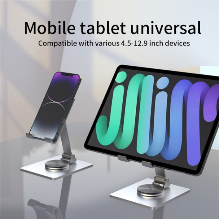 YY-022 360 Degree Rotation Aluminum Alloy Desktop Phone Tablet Holder(Black) - Desktop Holder by buy2fix | Online Shopping UK | buy2fix