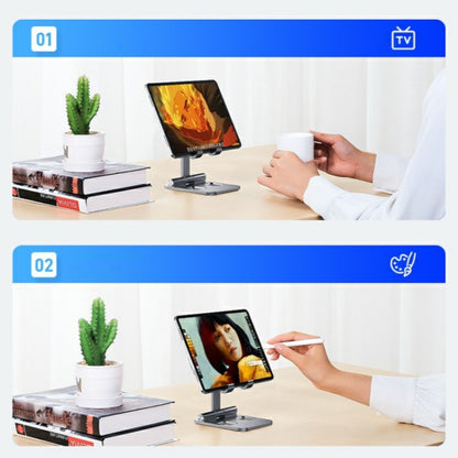 YY-003 Foldable Aluminum Alloy Desktop Tablet Phone Holder(Silver) - Desktop Holder by buy2fix | Online Shopping UK | buy2fix