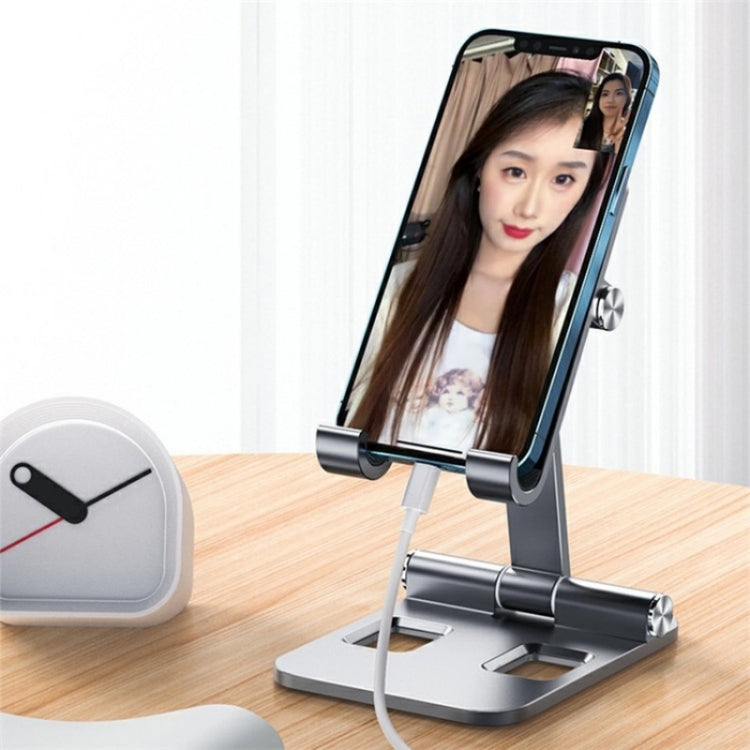 YY-003 Foldable Aluminum Alloy Desktop Tablet Phone Holder(Grey) - Desktop Holder by buy2fix | Online Shopping UK | buy2fix