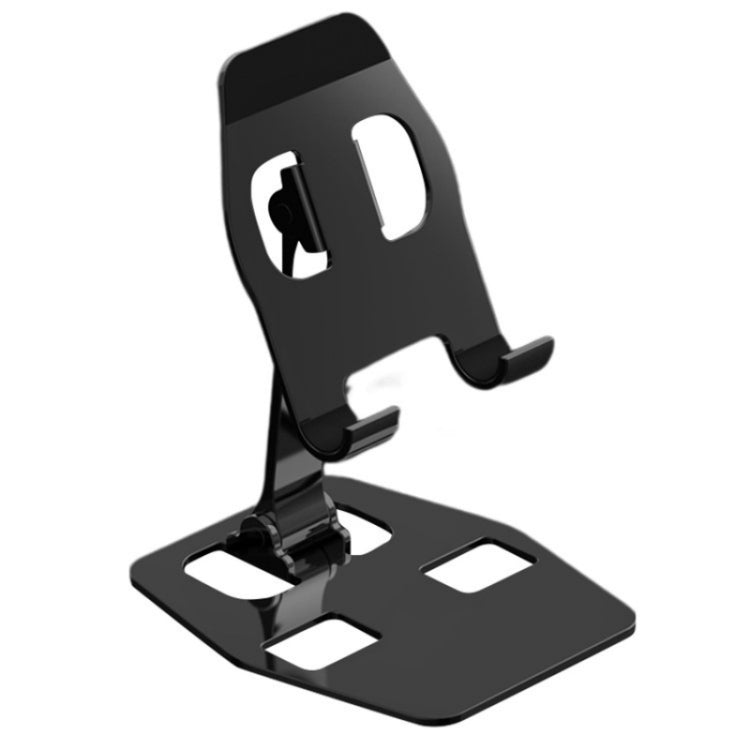YY-018 Foldable Aluminum Alloy Desktop Phone Tablet Holder(Black) - Desktop Holder by buy2fix | Online Shopping UK | buy2fix