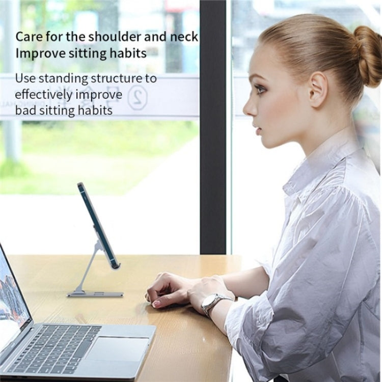 YY-018 Foldable Aluminum Alloy Desktop Phone Tablet Holder(Silver) - Desktop Holder by buy2fix | Online Shopping UK | buy2fix