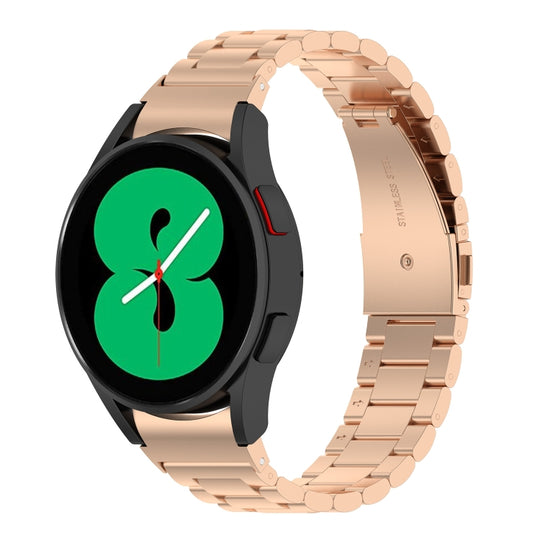 For Galaxy Watch 7 40 / 44mm Three Bead Stainless Steel Metal Watch Strap(Rose Gold)