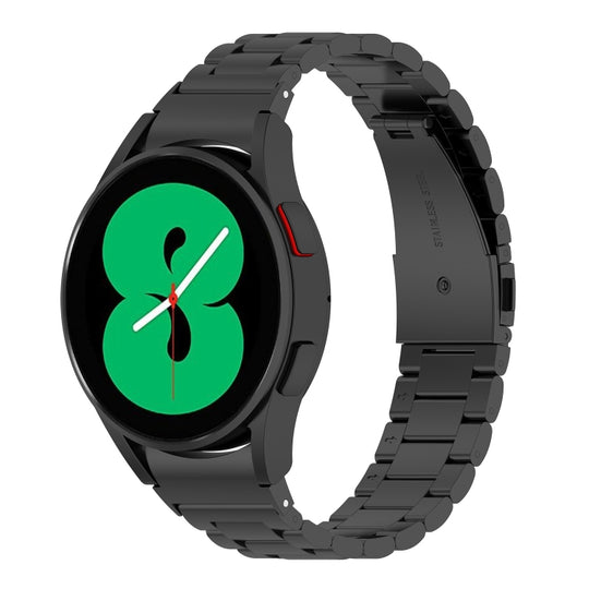 For Galaxy Watch FE 40mm Three Bead Stainless Steel Metal Watch Strap(Black)
