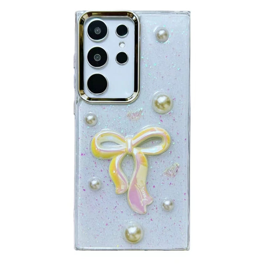 For Samsung Galaxy S25 Ultra 5G Three-dimensional Bow Pearl Love Flower TPU Phone Case(Pearl Bow) by buy2fix