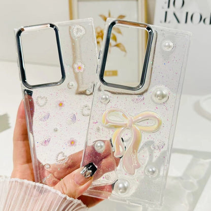 For Samsung Galaxy S25 Ultra 5G Three-dimensional Bow Pearl Love Flower TPU Phone Case(Pearl Bow) by buy2fix