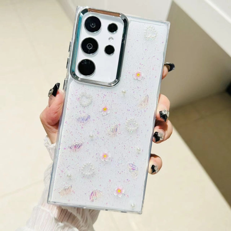 For Samsung Galaxy S25 Ultra 5G Three-dimensional Bow Pearl Love Flower TPU Phone Case(Butterfly Love Flowers) by buy2fix