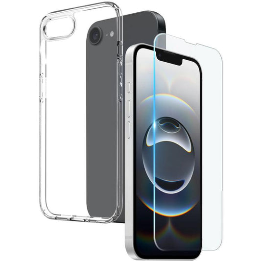 For iPhone 16e NORTHJO 2 in 1 TPU Phone Case Screen Protector Tempered Glass Film(Clear) - iPhone 16e Cases by NORTHJO | Online Shopping UK | buy2fix