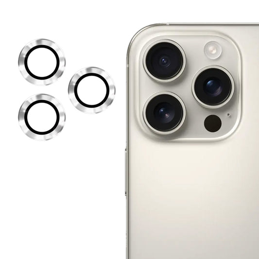 For iPhone 16 Pro / 16 Pro Max ENKAY 9H Rear Lens Aluminium Alloy Tempered Glass Film(Silver) - iPhone 16 Pro Max Tempered Glass by ENKAY | Online Shopping UK | buy2fix