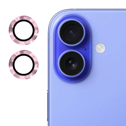 For iPhone 16 / 16 Plus ENKAY 9H Rear Lens Aluminium Alloy Tempered Glass Film(Pink) - iPhone 16 Plus Tempered Glass by ENKAY | Online Shopping UK | buy2fix