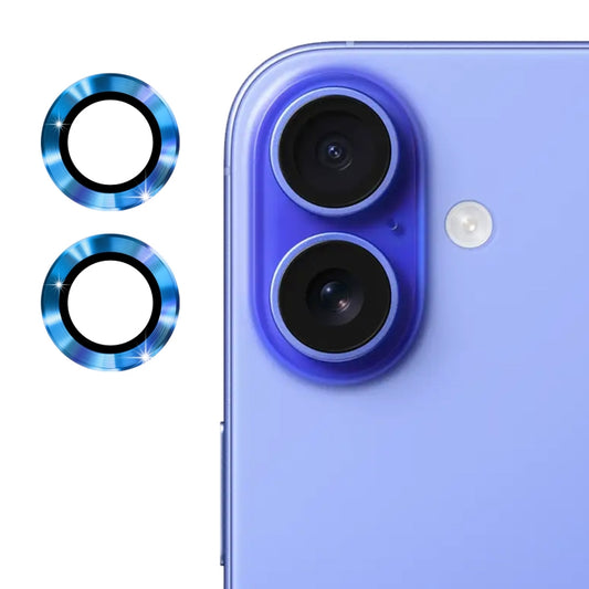 For iPhone 16 / 16 Plus ENKAY 9H Rear Lens Aluminium Alloy Tempered Glass Film(Sea Blue) - iPhone 16 Plus Tempered Glass by ENKAY | Online Shopping UK | buy2fix