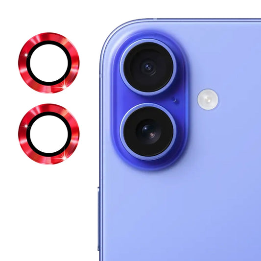 For iPhone 16 / 16 Plus ENKAY 9H Rear Lens Aluminium Alloy Tempered Glass Film(Red) - iPhone 16 Plus Tempered Glass by ENKAY | Online Shopping UK | buy2fix