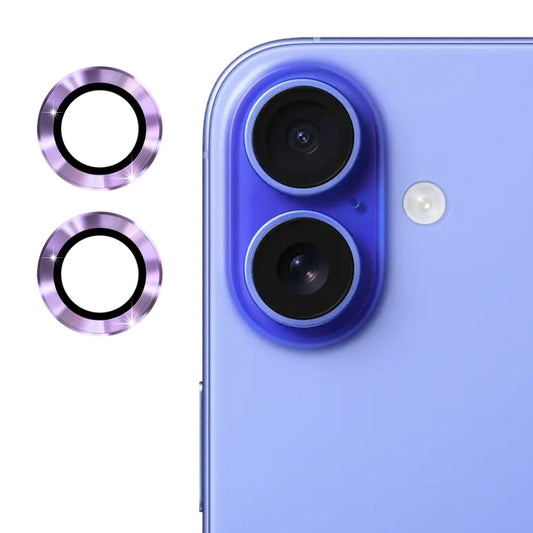 For iPhone 16 / 16 Plus ENKAY 9H Rear Lens Aluminium Alloy Tempered Glass Film(Light Purple) - iPhone 16 Plus Tempered Glass by ENKAY | Online Shopping UK | buy2fix