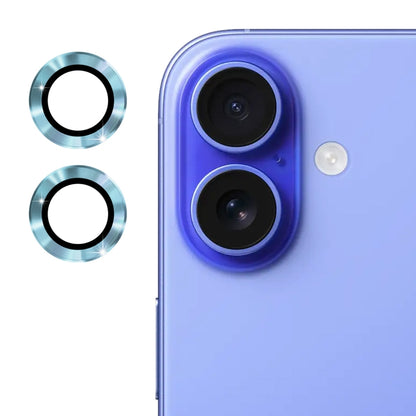 For iPhone 16 / 16 Plus ENKAY 9H Rear Lens Aluminium Alloy Tempered Glass Film(Sierra Blue) - iPhone 16 Plus Tempered Glass by ENKAY | Online Shopping UK | buy2fix
