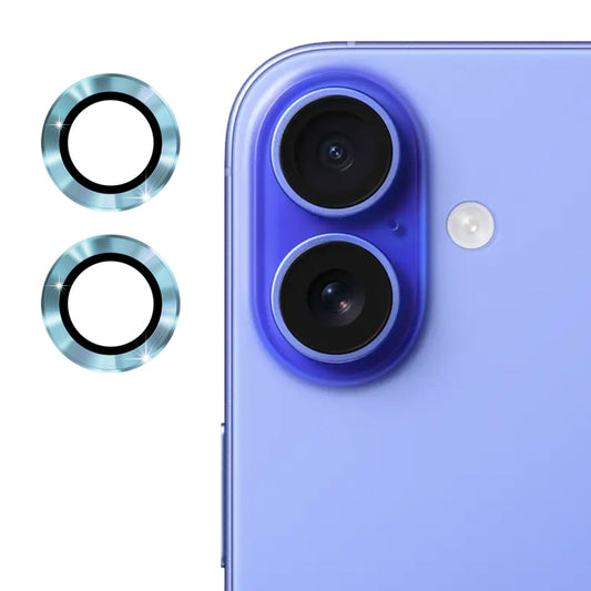 For iPhone 16 / 16 Plus ENKAY 9H Rear Lens Aluminium Alloy Tempered Glass Film(Sierra Blue) - iPhone 16 Plus Tempered Glass by ENKAY | Online Shopping UK | buy2fix