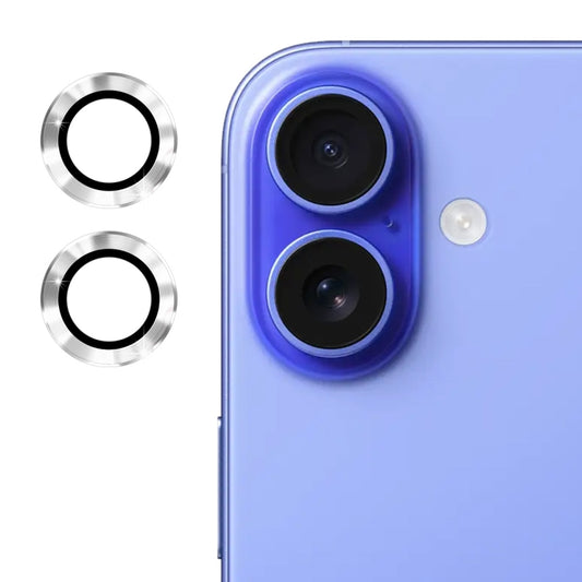 For iPhone 16 / 16 Plus ENKAY 9H Rear Lens Aluminium Alloy Tempered Glass Film(Silver) - iPhone 16 Plus Tempered Glass by ENKAY | Online Shopping UK | buy2fix