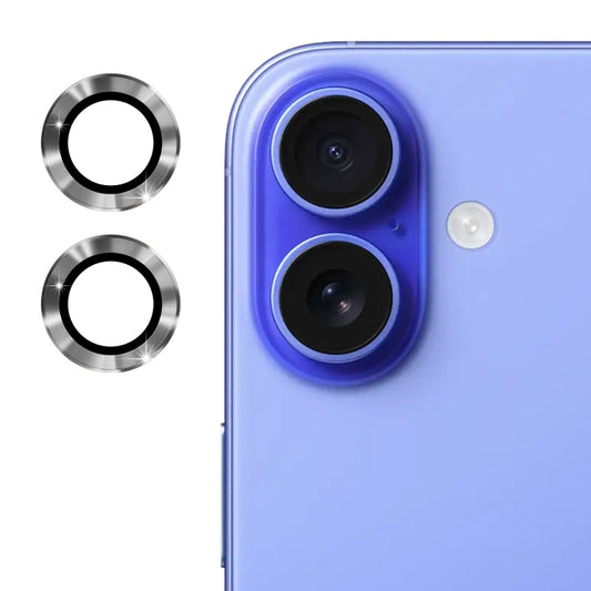 For iPhone 16 / 16 Plus ENKAY 9H Rear Lens Aluminium Alloy Tempered Glass Film(Grey) - iPhone 16 Plus Tempered Glass by ENKAY | Online Shopping UK | buy2fix