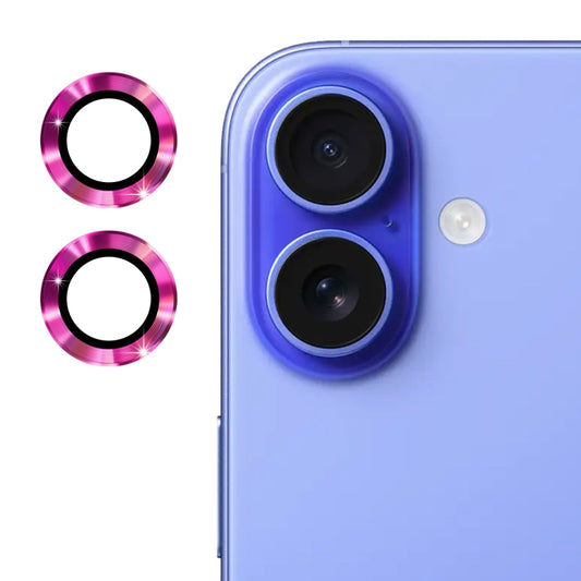 For iPhone 16 / 16 Plus ENKAY 9H Rear Lens Aluminium Alloy Tempered Glass Film(Rose Red) - iPhone 16 Plus Tempered Glass by ENKAY | Online Shopping UK | buy2fix