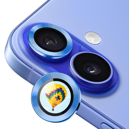 For iPhone 16 / 16 Plus ENKAY Hat-Prince AR 9H Rear Lens Aluminium Alloy Tempered Glass Film(Royal Blue) - iPhone 16 Tempered Glass by ENKAY | Online Shopping UK | buy2fix