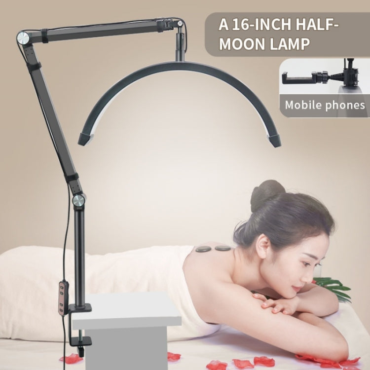 HD-M3X Pro 16 inch Adjustable Brightness Beauty Light Half Moon Light Eyelash Tech Lamp, Plug:UK Plug(White) by buy2fix