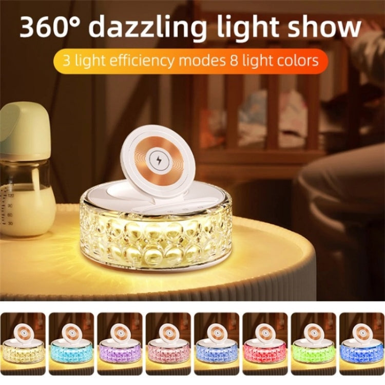 F11 Mobile Phone Holder Desktop Wireless Charger Dock Multi-Function Crystal Night Light by buy2fix