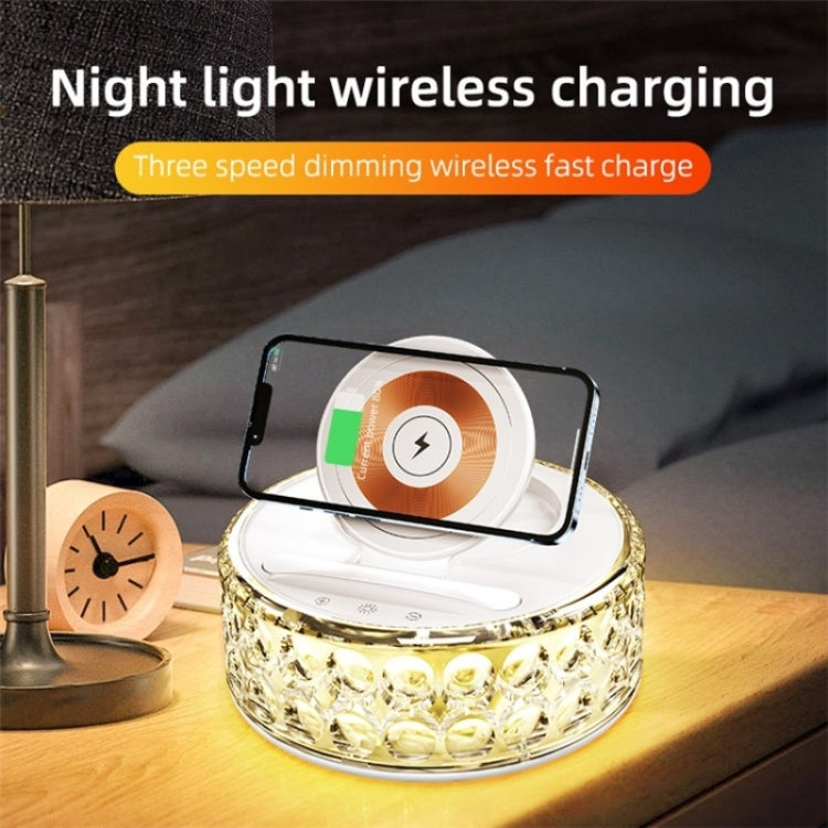 F11 Mobile Phone Holder Desktop Wireless Charger Dock Multi-Function Crystal Night Light by buy2fix