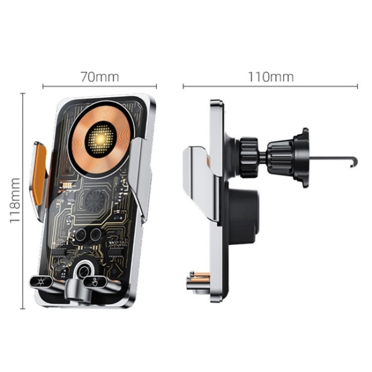 C1 Car Wireless 66W Fast Charger Phone Holder Infrared Sensor Punk Style(Black) - Wireless Charger Holders by buy2fix | Online Shopping UK | buy2fix