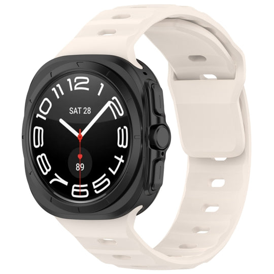 For Galaxy Watch Ultra2 2026 / 2025 / 1 2024 Solid Color Reverse Buckle Silicone Watch Band(Starlight)