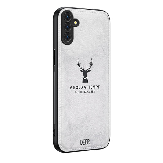 For Samsung Galaxy S25 5G Deer Head Cloth Skin All-inclusive Phone Case(White) by buy2fix