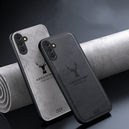 For Samsung Galaxy S25 5G Deer Head Cloth Skin All-inclusive Phone Case(White) by buy2fix