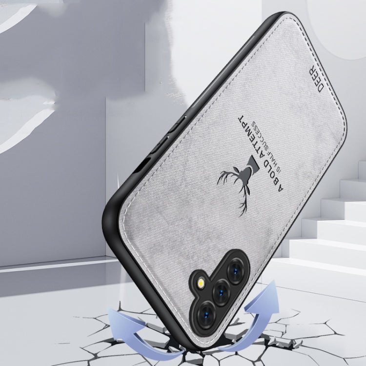 For Samsung Galaxy S25 5G Deer Head Cloth Skin All-inclusive Phone Case(White) by buy2fix