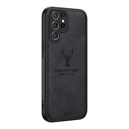 For Samsung Galaxy S25 Ultra 5G Deer Head Cloth Skin All-inclusive Phone Case(Black) by buy2fix
