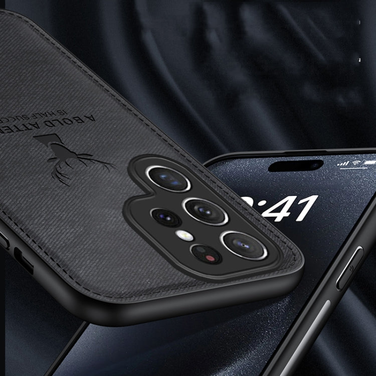 For Samsung Galaxy S25 Ultra 5G Deer Head Cloth Skin All-inclusive Phone Case(Black) by buy2fix