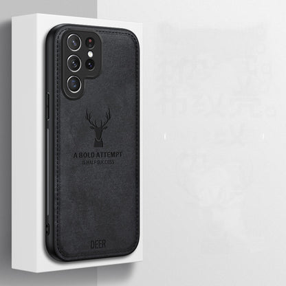 For Samsung Galaxy S25 Ultra 5G Deer Head Cloth Skin All-inclusive Phone Case(Blue) by buy2fix