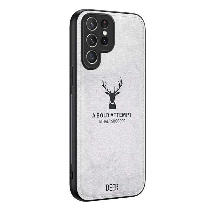 For Samsung Galaxy S25 Ultra 5G Deer Head Cloth Skin All-inclusive Phone Case(White) by buy2fix