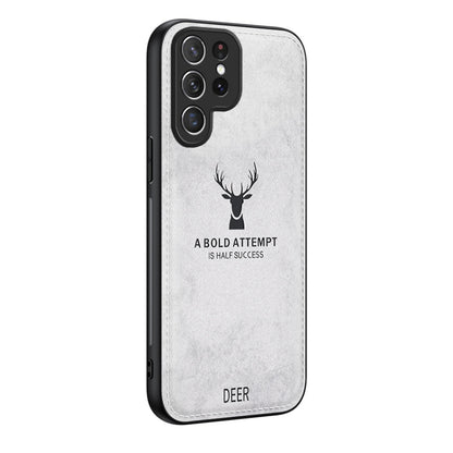 For Samsung Galaxy S25 Ultra 5G Deer Head Cloth Skin All-inclusive Phone Case(White) by buy2fix