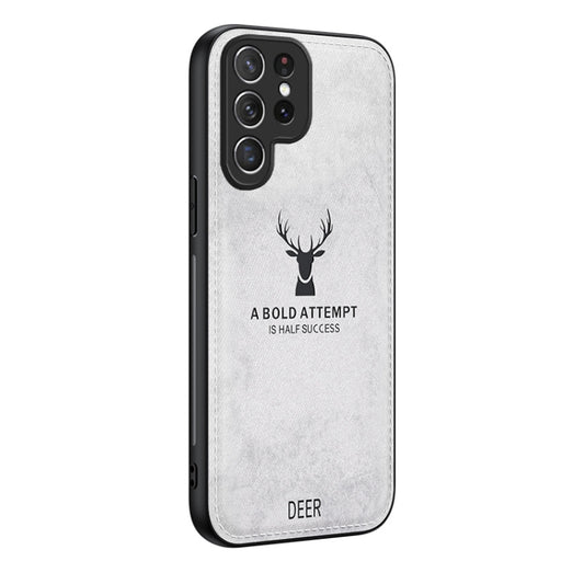 For Samsung Galaxy S25 Ultra 5G Deer Head Cloth Skin All-inclusive Phone Case(White) by buy2fix