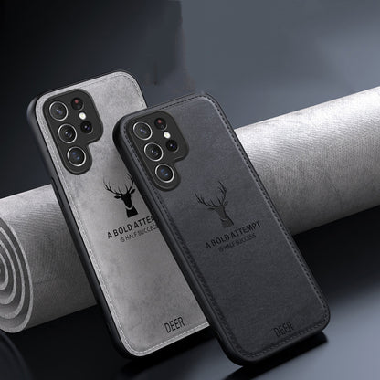 For Samsung Galaxy S25 Ultra 5G Deer Head Cloth Skin All-inclusive Phone Case(White) by buy2fix