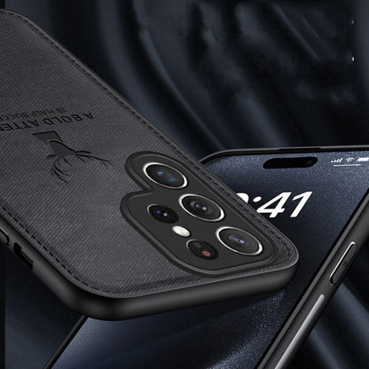 For Samsung Galaxy S25 Ultra 5G Deer Head Cloth Skin All-inclusive Phone Case(White) by buy2fix